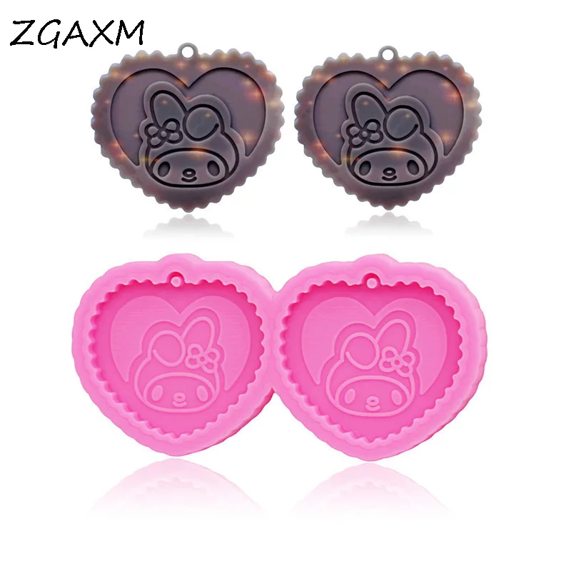 

LM1104 Shiny Bowknot rabbit head girl earrings epoxy resin silicone mold DIY making pendant small jewelry silicone clay molds