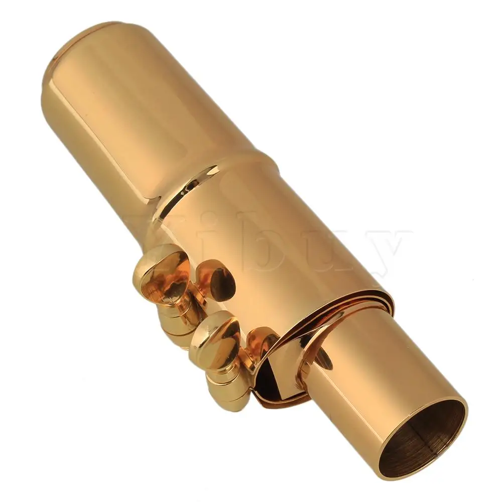 Yibuy золотой 7# латунь саксофон мундштук с крышкой Лигатура для B-плоский тенор саксофон