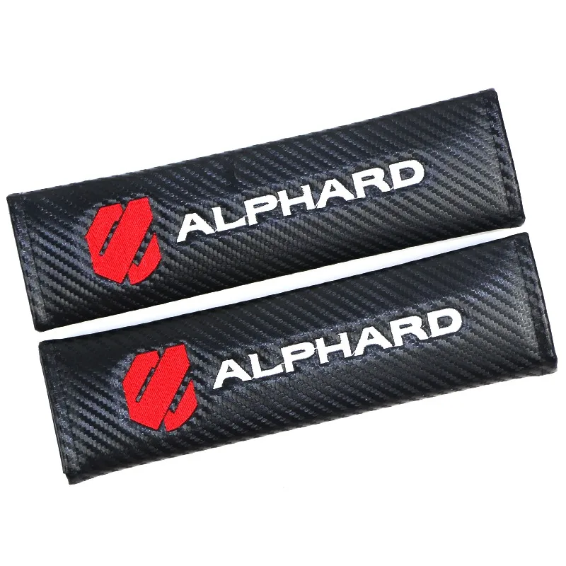 2pcs Car Styling Carbon fiber Seat Belt Cover Pad fit For lada renault opel alfa romeo dacia lifan ssangyong Great Wall Emblems - Название цвета: for Alphard