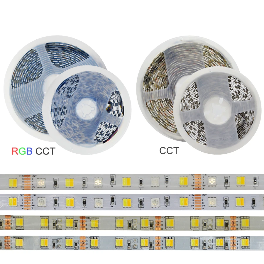 SMD 5050 RGBCCT светодиодные полосы света 12 В/24 В супер яркий три цвета затемнение дома декоративное освещение открытый водонепроницаемый свет ремень