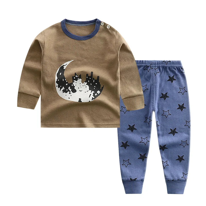 Luna Blanco/От 6 месяцев до 4 лет комплекты одежды из 2 предметов для маленьких мальчиков детские комплекты нижнего белья с длинными рукавами для мальчиков Одежда для маленьких мальчиков из 2 предметов