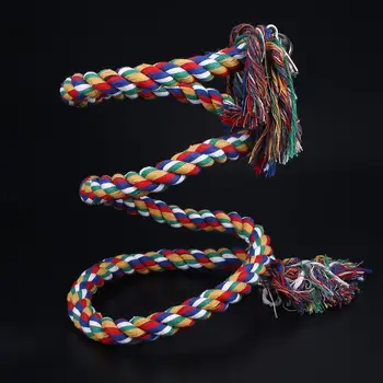 

Parrot Rope Pet Bird Coil Swing Perches Cockatiel Conure Budgie W/Bell Cage Toy