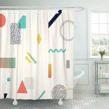 

Colorful Abstract Chaotic Geometry Minimal Futuristic Suitable for Collage Shower Curtain Waterproof Polyester Fabric 72 x 78