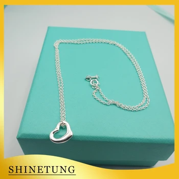 

1: 1 Original Model S925 Sterling Silver Necklace Fashion Silver Color Heart-Shape Pendant Necklace Ladies Jewelry Birthday Gift