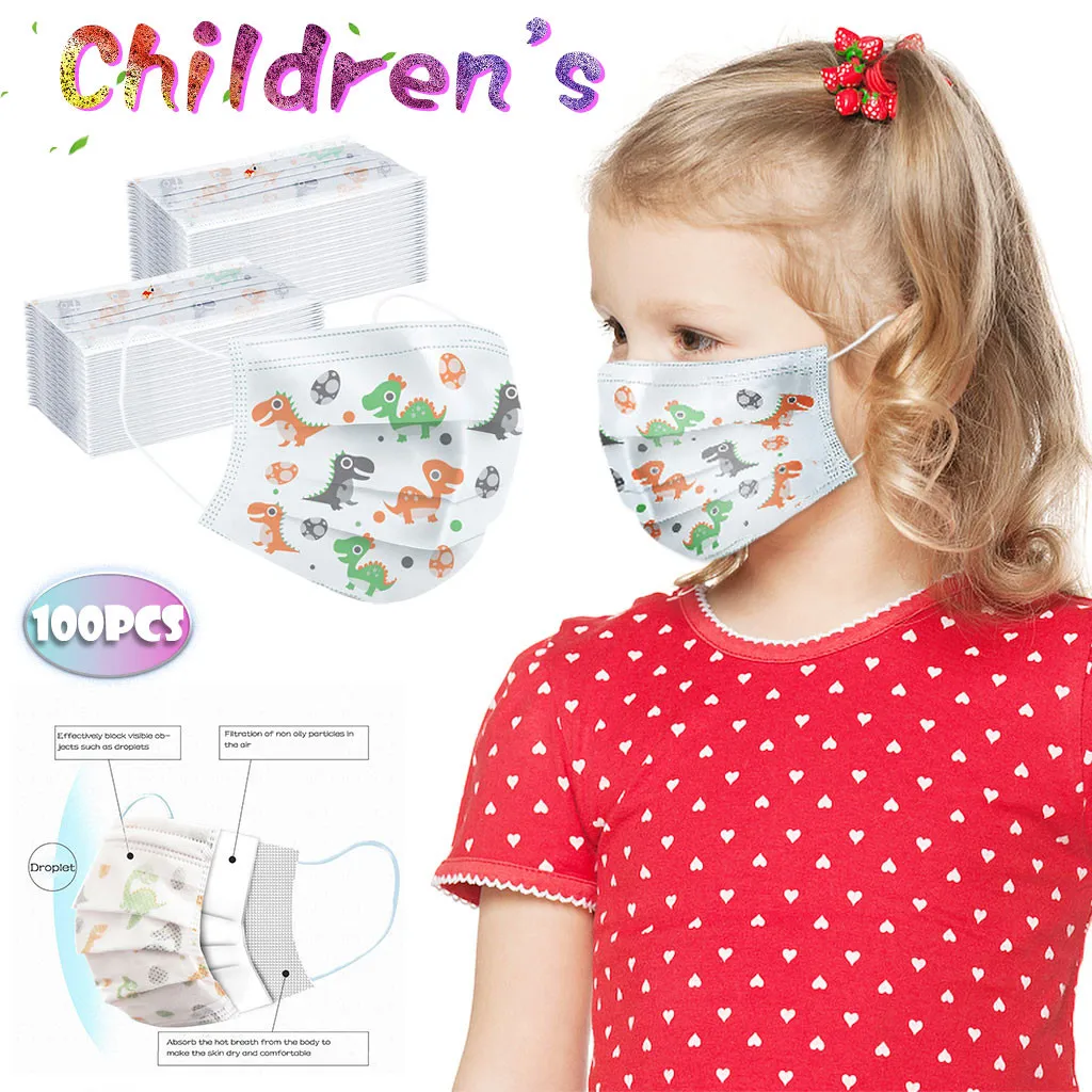 100 шт Facemask детская маска одноразовые промышленные 3 слойные ушные петли лица