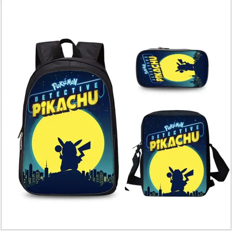 3 шт./компл. Pokemon Detective сумки с Пикачу с рисунком аниме школьные ранцы для мальчиков и девочек Подарки два Слои рюкзак для детей Mochilas