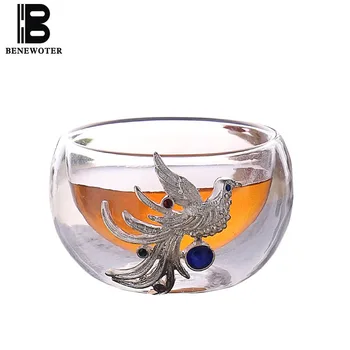

Home Creative Heat Resistant Transparent Teacup Double Layer Glass Kung Fu Tea Set Master Cup Small Tea Bowl Teaware Accessories