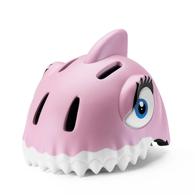 Детский велосипедный шлем световая Кепка баланс/беговел скейтборд шлем ребенок девочка животное шлем 49-55 см детский шлем велосипедные шапочки - Цвет: Pink shark