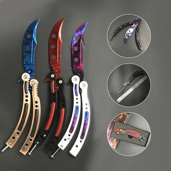 

Outdoor Butterfly Knife Training Stainless Steel Knife Butterfly CS GO Knife Counter Strike Game Folding Knife No Edge Dull Tool