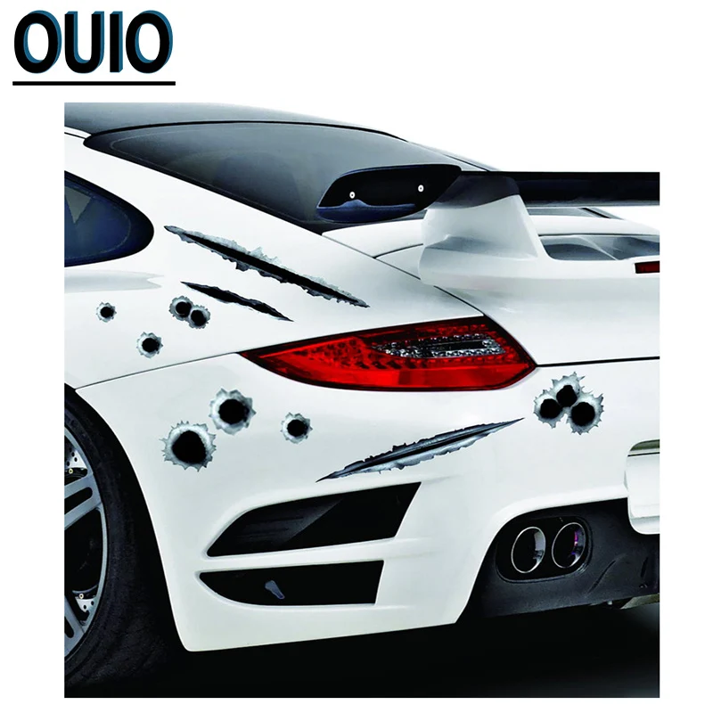 

30*21cm Fashion Car Stickers and Decals 3D Bullet Hole Pattern Automobile Motorcycle Scratch Reflective Sticker Waterproof Decor