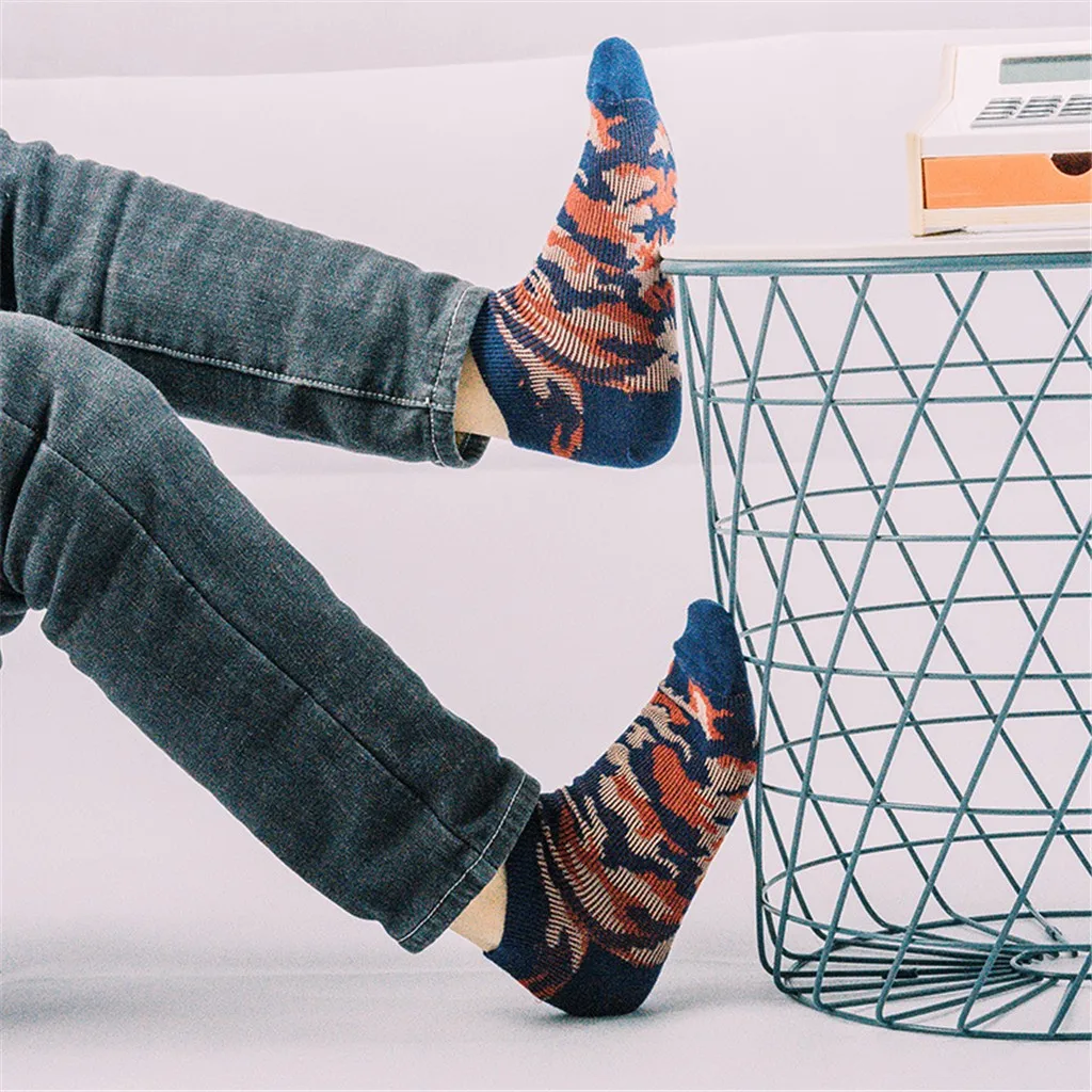 Страусиная одежда, носки для женщин, повседневные мужские винтажные хлопковые носки с камуфляжным принтом, короткие милые подарочные Дышащие носки W711