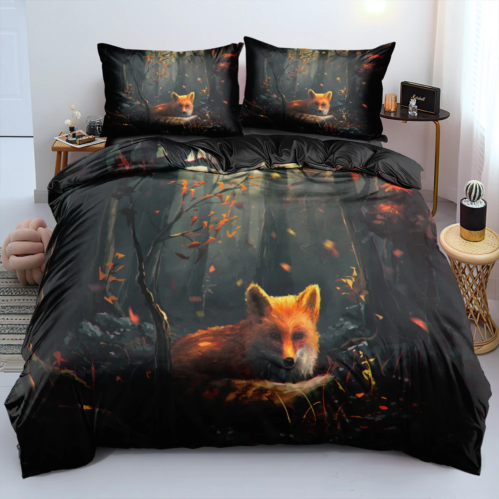 3d Fox Bedding Set Intense Color Comforter/duvet Cover Set Twin Queen