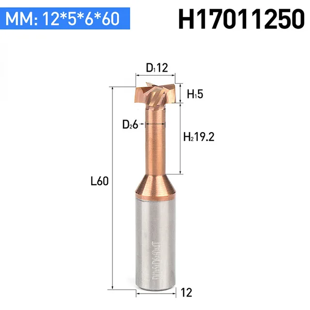 HUHAO 1 шт. 4 6 8 10 мм хвостовик Т-образного пазового фреза общий сплав Вольфрамовая сталь долбежные фрезы ЧПУ Инструмент Концевая фреза - Длина режущей кромки: H17011250