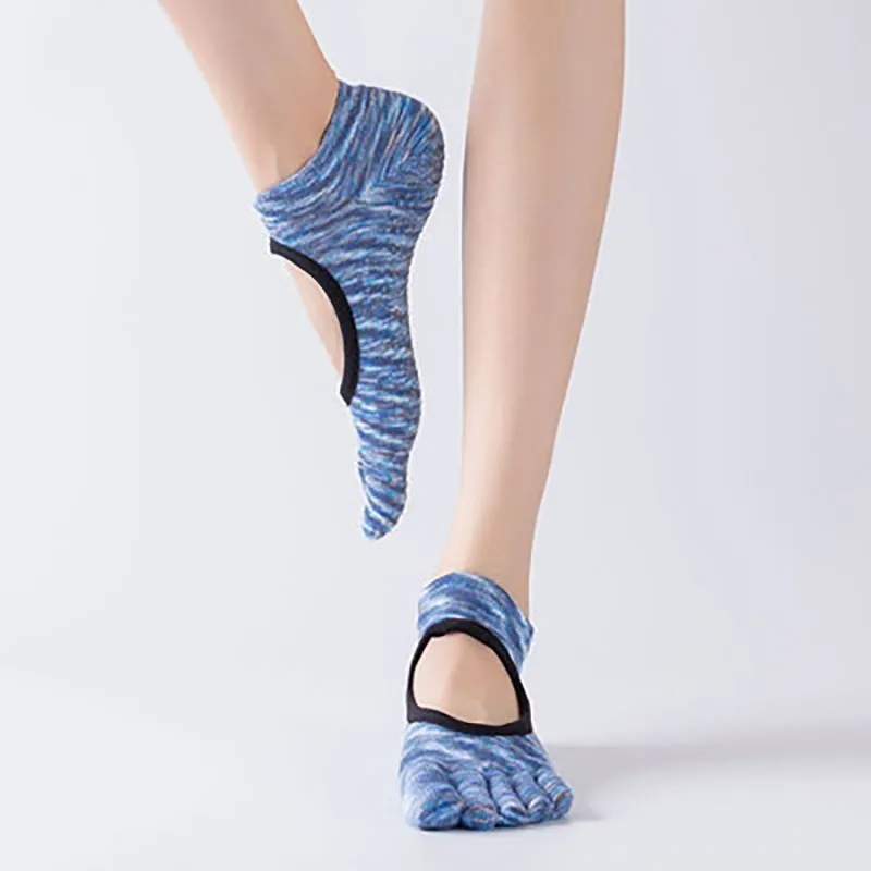 Женские носки для йоги с открытой спиной Нескользящие хлопковые массажные спортивные носки для йоги Дышащие носки для пилатеса, фитнеса, тренировок, спортзала