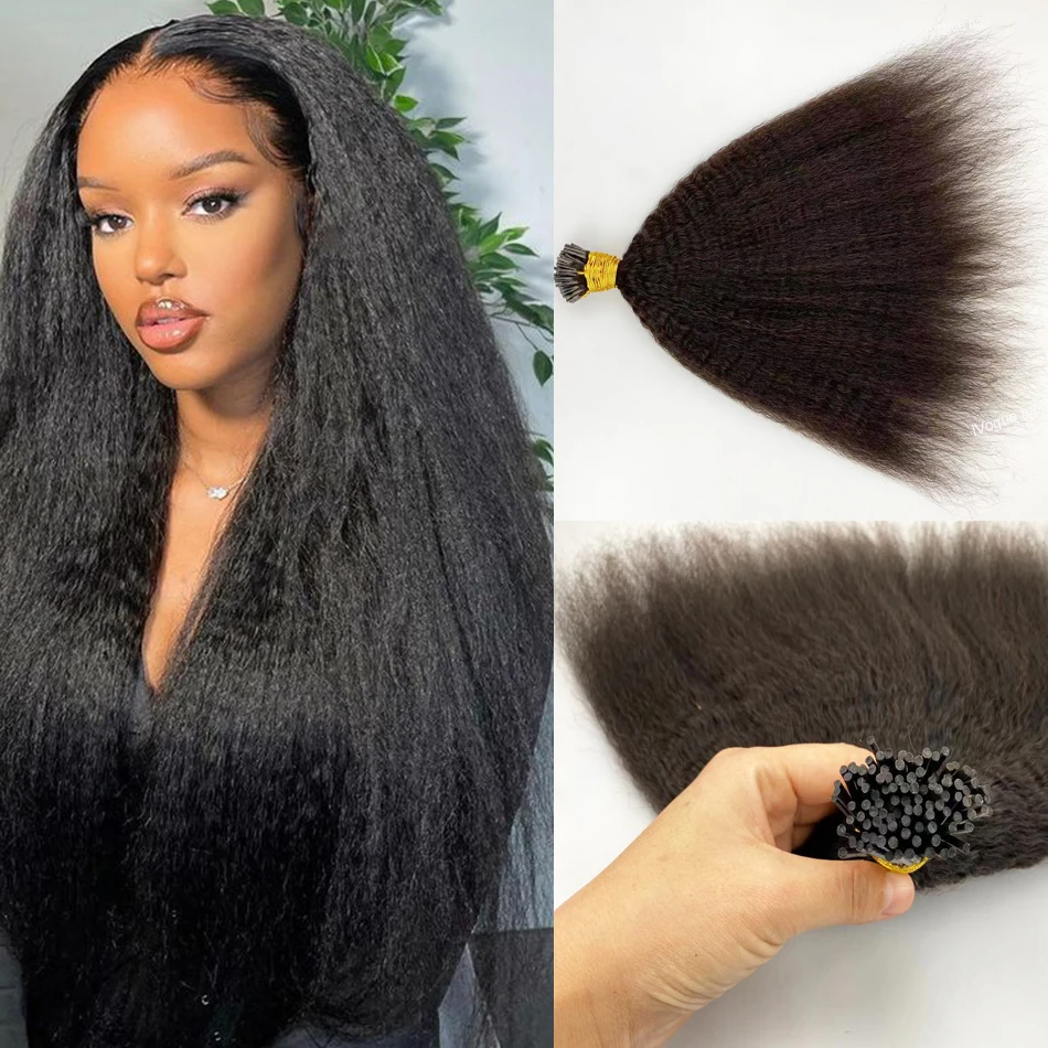 

Yaki Straight Human Hair I Tip Microlinks Extensions 100% Virgin Hair For Women Mongolian Kinky Straight Bulk Hair 1g/Strand