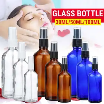 

9 PCS Amber Glass Spray Bottle Empty Glass Atomizer Perfume Bottle Blue Liquid Essential Oil Cosmetic Container Women Travel