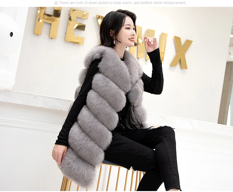 new real natural whole fur six-section fox vest ladies winter long warm fashion vest