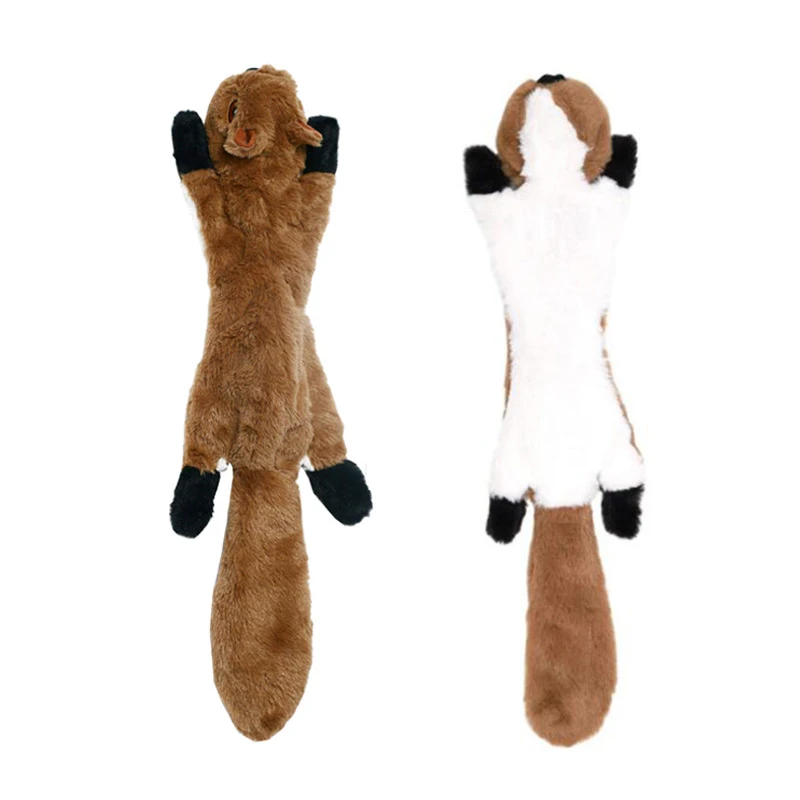 Pet Simulation Animal Plush Toy Interactive Squeaky Soft Chew Toy Skunk/Squirrel/Raccoon/Fox Shape Doll Sound Toy For Dogs - Цвет: B