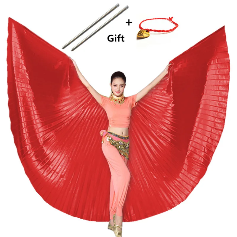 11 цветов стиль Профессиональный танец живота Крыло танец живота ткань Isis Крылья золотые 11 цветов с палочками Robs
