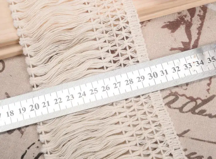 수제 DIY 코튼 레이스 트림 술 프린지 액세서리, 베이지 의류 커튼 테이블 스웨터 장식, 5 야드/로트, 10cm, M0492