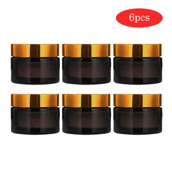 

6PCS 30g Cosmetic Face Cream Bottles Emulsion lip balm container Glass Amber Brown Travel empty bottle