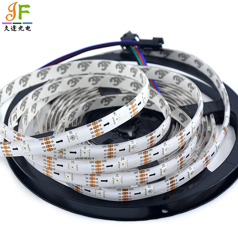 1 м/5 м APA107S HD107S Светодиодные ленты пиксель rgb светодиодные ленты света, DC5V 5050 SMD адресуемый 30/60/144 светодиодный s/m, белая/черная печатная плата, IP20/IP65/IP67