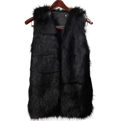 black faux fur vest Меховой жилет пальто женское большой размер шуба из искусственного меха куртка женская пальто с мехом женское зимнее - Цвет: black faux fur vest