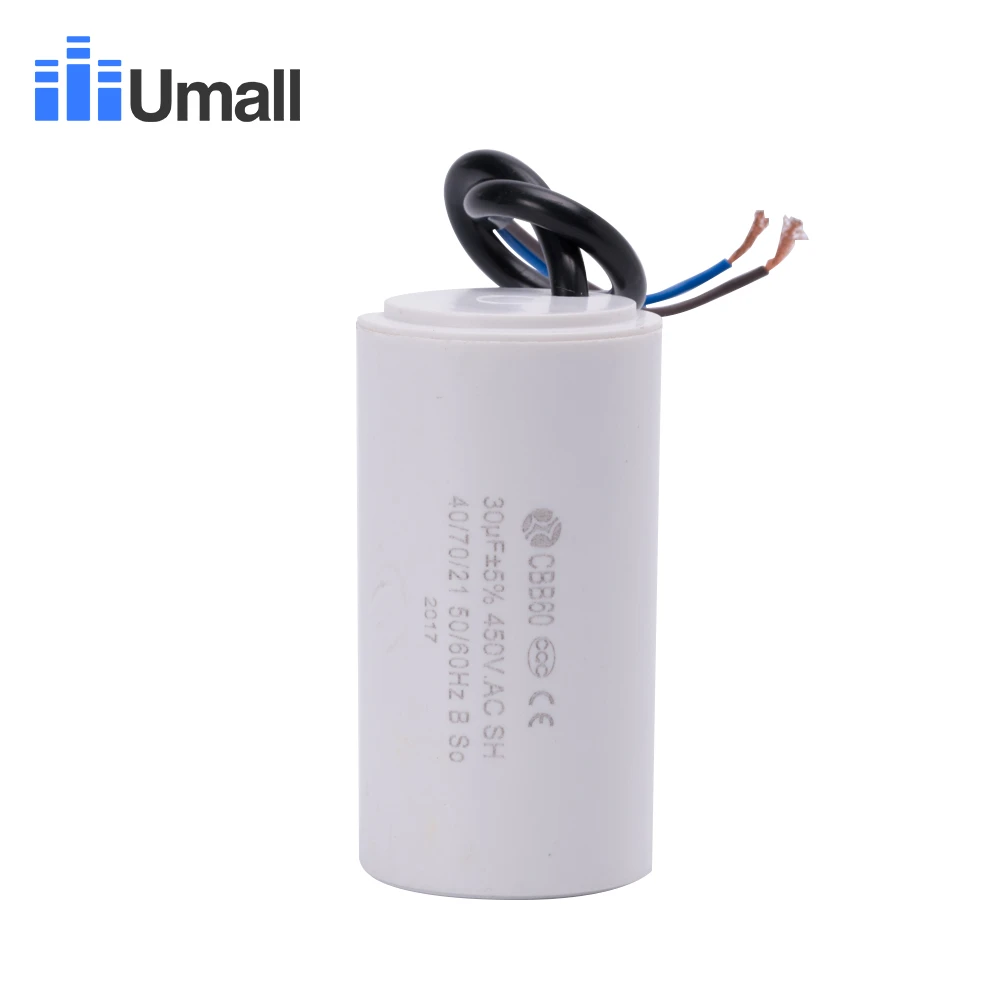 30uf 450v Wired Capacitor CBB60 For Electric Induction Motor/Engine Start Run