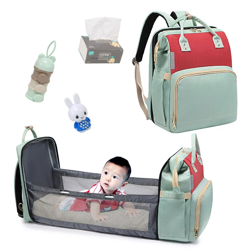 

Large Capacity Diaper Bag Mummy Birthing Backpack Travel Portable Shoulder Multifunction Fold Bed Bags Waterproof Stylish Pack