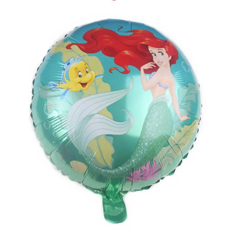 90pcs Cute happy birthday Mermaid Ariel girls baby shower party decoration banner table cloth straws cup plates supplier - Цвет: 18inch  2pcs