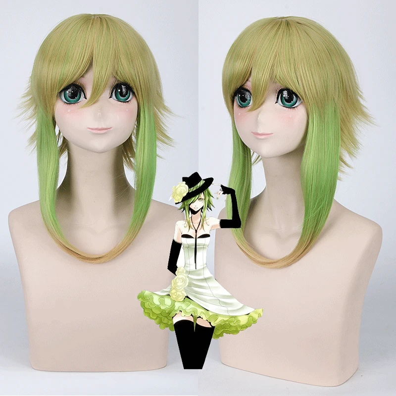 Vocaloid Gumi Megpoid 3 вида стилей Косплей золотой зеленый Омбре короткий головной убор синтетические волосы парики+ Бесплатный парик Кепка
