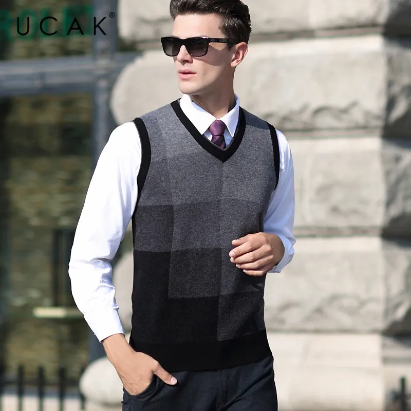 UCAK Brand Pure Merino Wool Sweater Vest 2019 New Arrival Casual Autumn Winter Pull Homme Streetwear 1 UCAK Brand Pure Merino Wool Sweater Vest 2019 New Arrival Casual Autumn Winter Pull Homme Streetwear 5