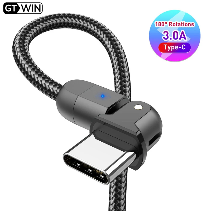 Кабель GTWIN USB Type-C для быстрой зарядки с углом 90 градусов кабель Xiaomi mi 11 10 Мобильный