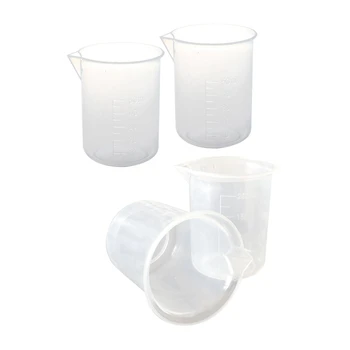 

12pcs Kitchen Lab Graduated Beaker Clear Plastic Measuring Cup Thicken with Cap Measuring Jug - 10Pcs 50Ml & 2Pcs 200ML