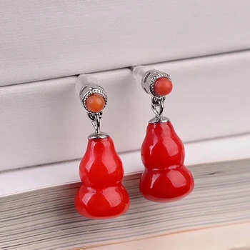 

Light Red Natural Crystal Earrings Gourd Stud Earrings Lucky For Women Girl Stone Earrings Fashion Crystal Jewelry