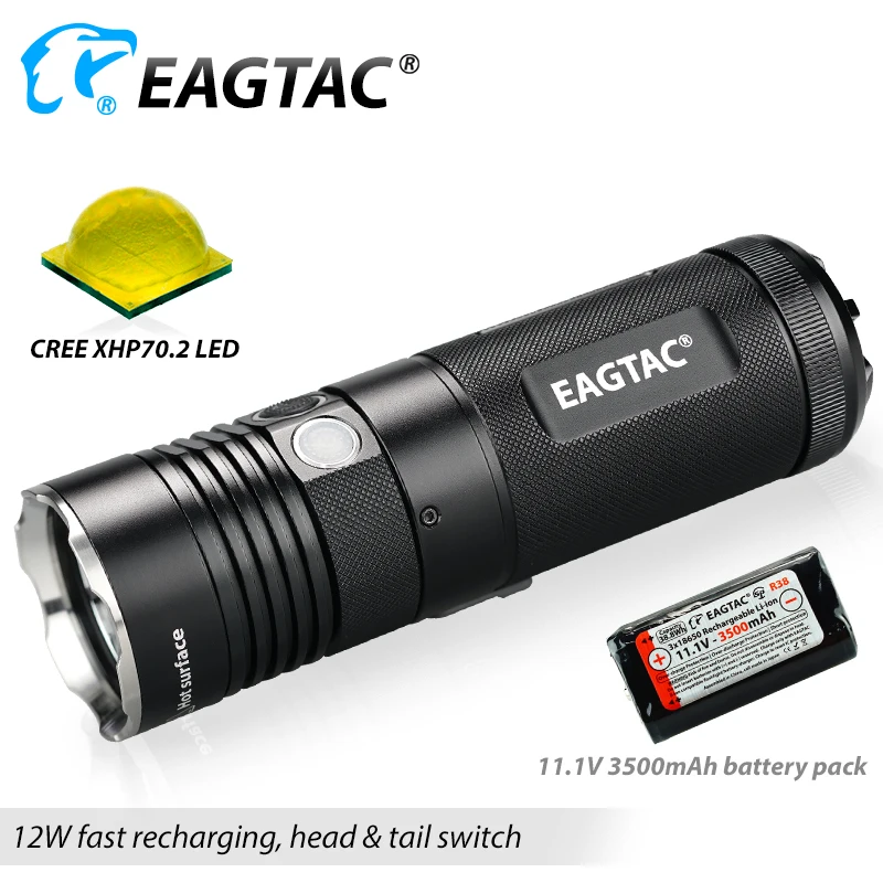EAGATC SX30L3-R Pro LED Flashlight XHP70.2 4850 Lumens Compact Torch Five Outputs Built in Rechargeable 18650 3500mAh Battery