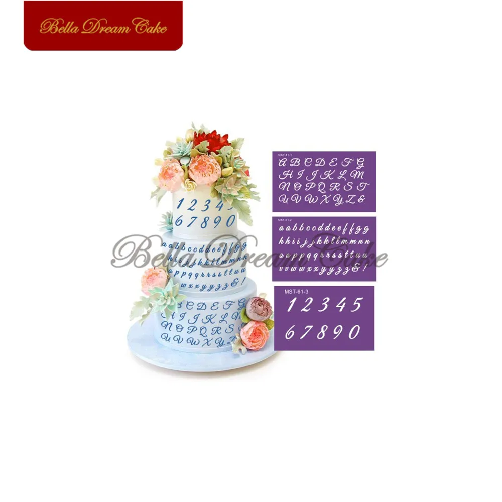 

Alphabet Upper and Lowercase and Numerals Mesh Stencils Frabric Cake Stencil Cake Border Template Cake Decorating Tool Bakeware