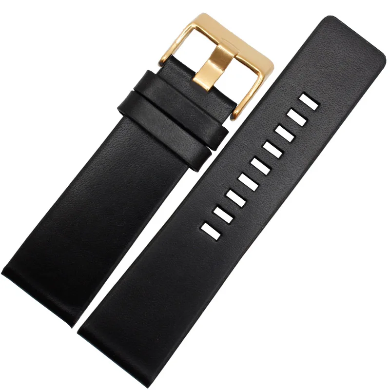 black gold buckle Браслет из натуральной кожи для наручных часов 22 24 26 28 30 мм наручные часы для дизеля DZ7313 | DZ7322 | DZ7257 ремешок для часов - Цвет ремешка: black gold buckle