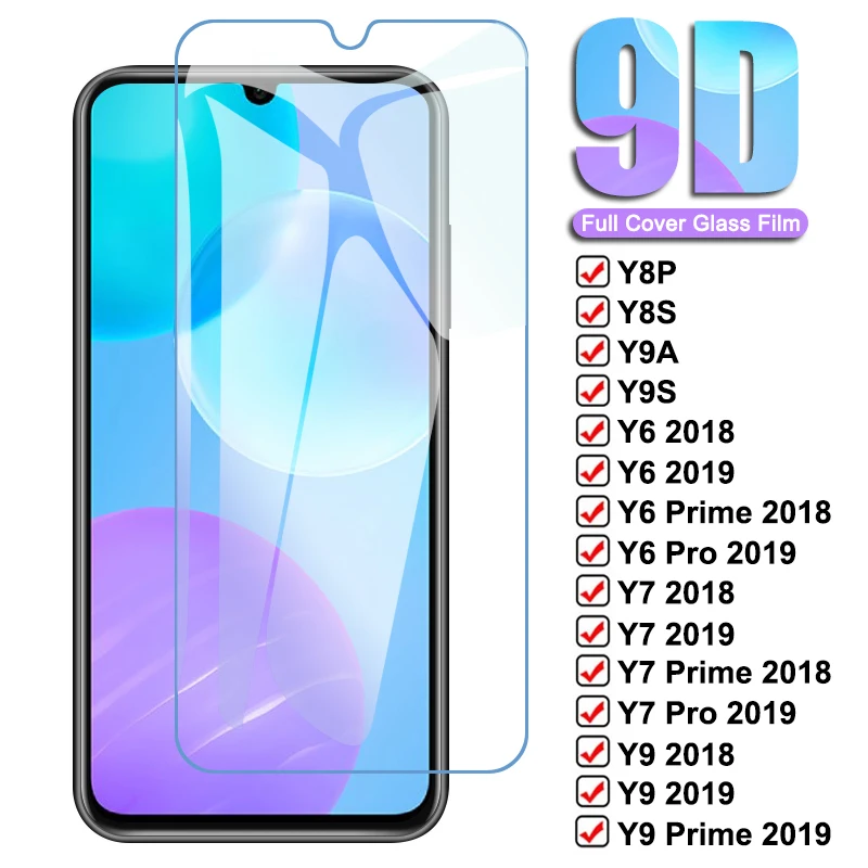 9D Защитное стекло для Huawei Y5P Y6P Y6S Y7A Y7P Y7S Y8P Y8S Y9A Y9S Y6 Y7 Y9 Prime 2018 2019 закаленное защитное