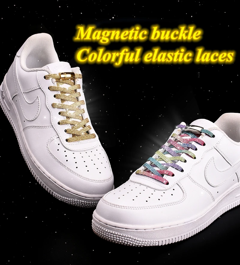 1Pair Magnetic Shoelaces Elastic Colorful Flat Shoe laces No Tie Shoelace Kids Adult Sneakers Lazy Laces One Size Fits All Shoes