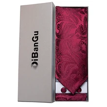 Conjunto masculino de luxo, gravata vintage de seda, lenço e abotoaduras, conjunto de gravata de caxemira vermelha para festa de casamento masculina dibangu