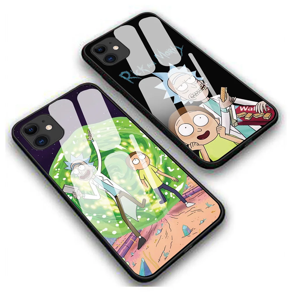 Новые чехлы Rick and Morty для iphone 7 8 6 6S Plus Роскошный чехол из закаленного стекла для телефона iphone 11 11Pro X XR XS MAX