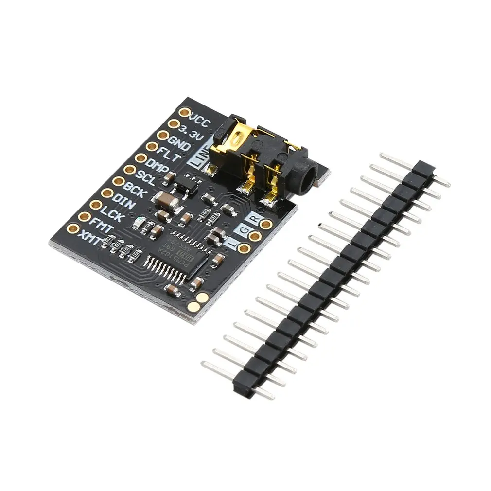 

PCM5102 DAC Sound Card Board DAC Decoder pHAT 3.5mm Stereo Jack 24 Bits Digital PLL Audio Module DAC A/D Converter