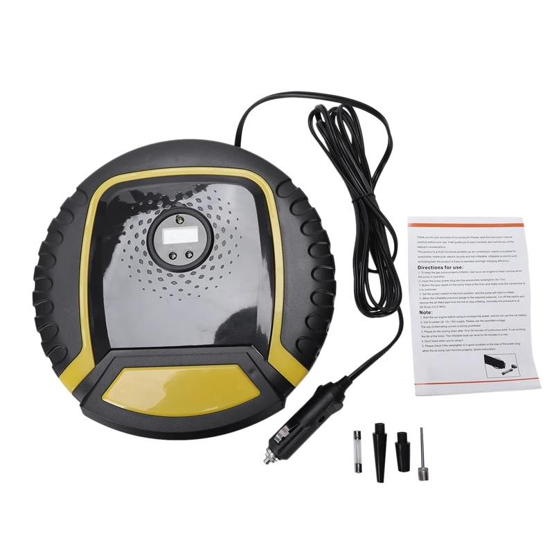 Portable 12V Car Auto Electric Air Compressor Tire Inflator Pump With 3 Meter Long Extended Power Cord With Cigarette Lighter Pl