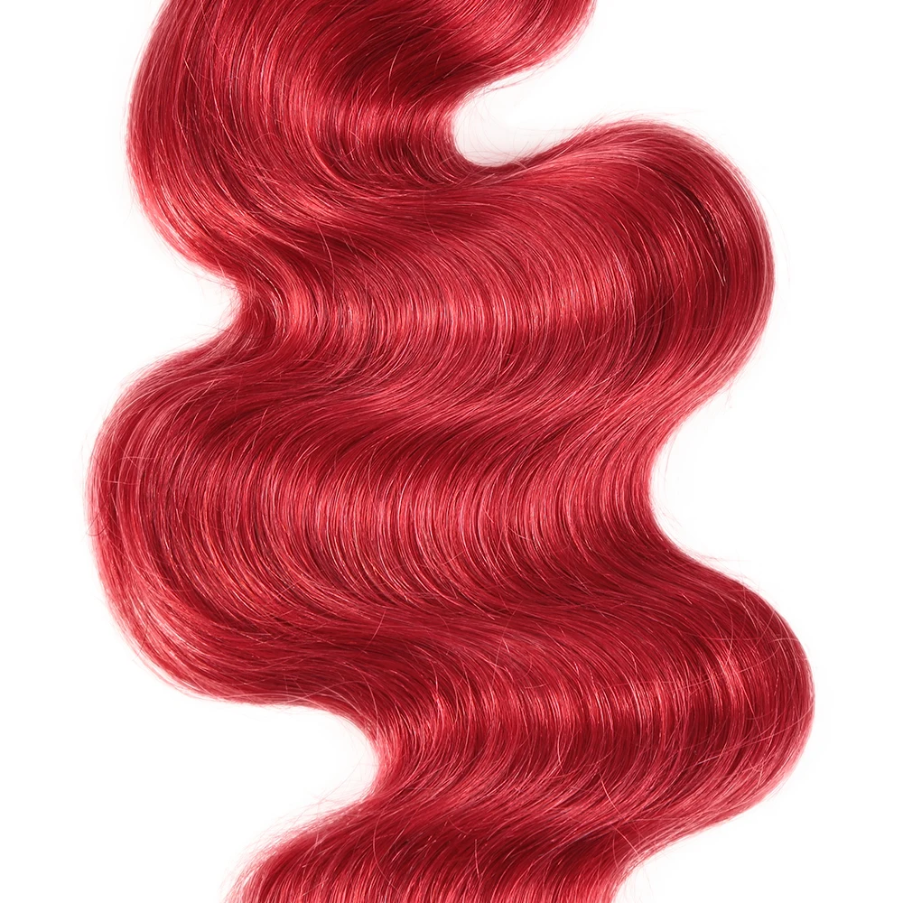 Stylricon Red Body Wave Bundles 8-28 Inch Red Hair Weaving 3 or 4 Bundle Deals Remy Colorful Human Hair Extensions