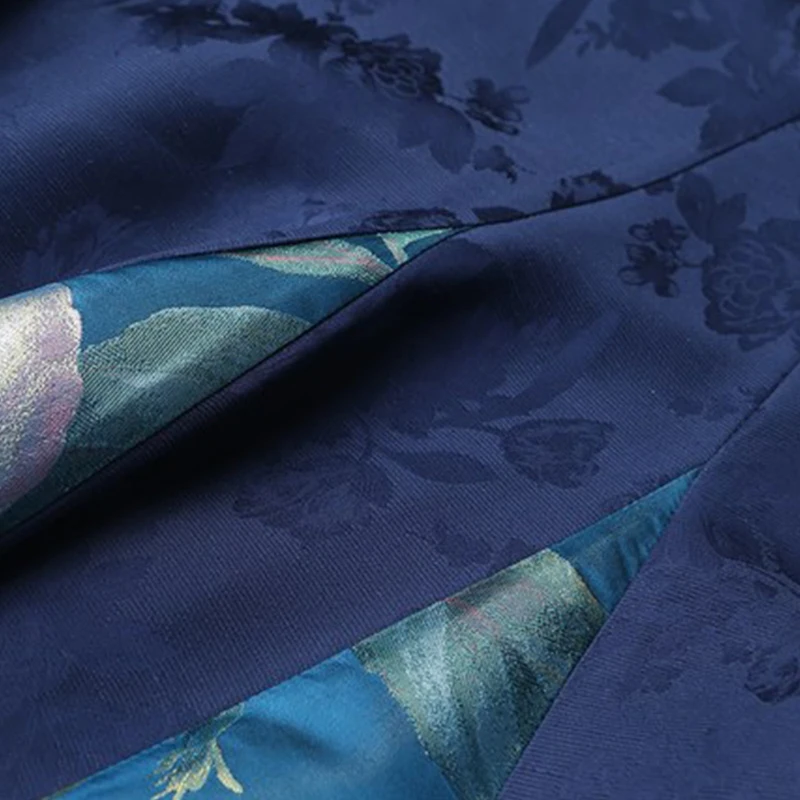 VOA Plus Size Heavy Silk Jacquard Printed High