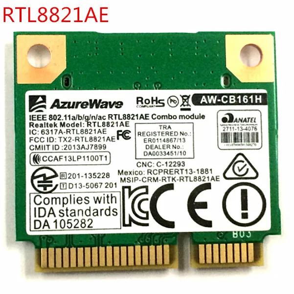 Azurewave AW-CB161N Беспроводной Wi-Fi RTL8821AE 802.11a/b/g/n/ac WiFi 2,4/5,0 ГГц Bluetooth 4,0 комбинированная карта превышает Intel 3160