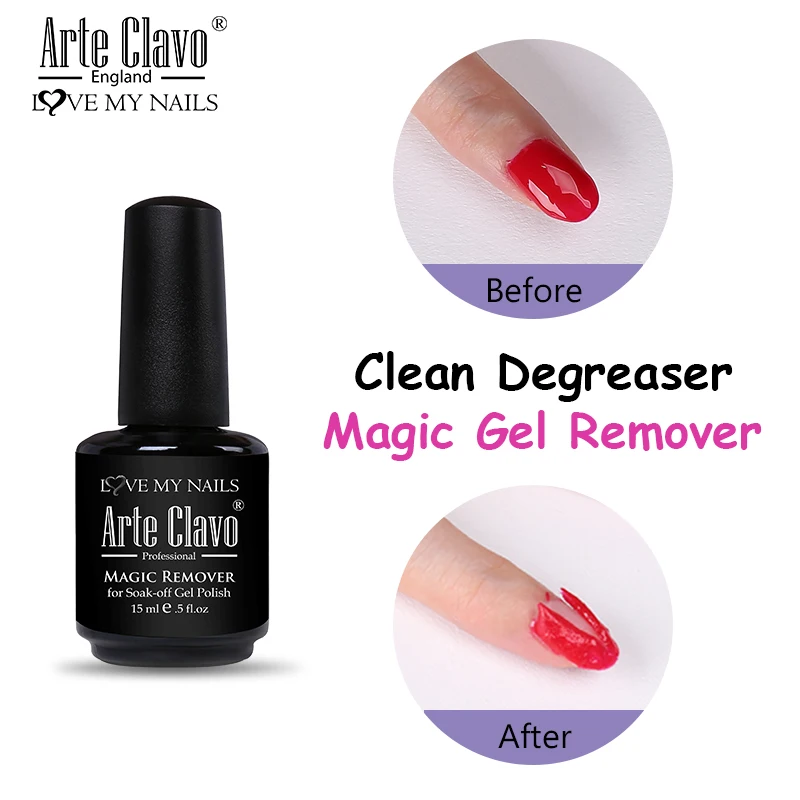 

Arte Clavo Magic Remover Soak off Acrylic UV LED Gel Nail Polish Burst Nails Clean Degreaser Fast For Gellack Manicure 15ml