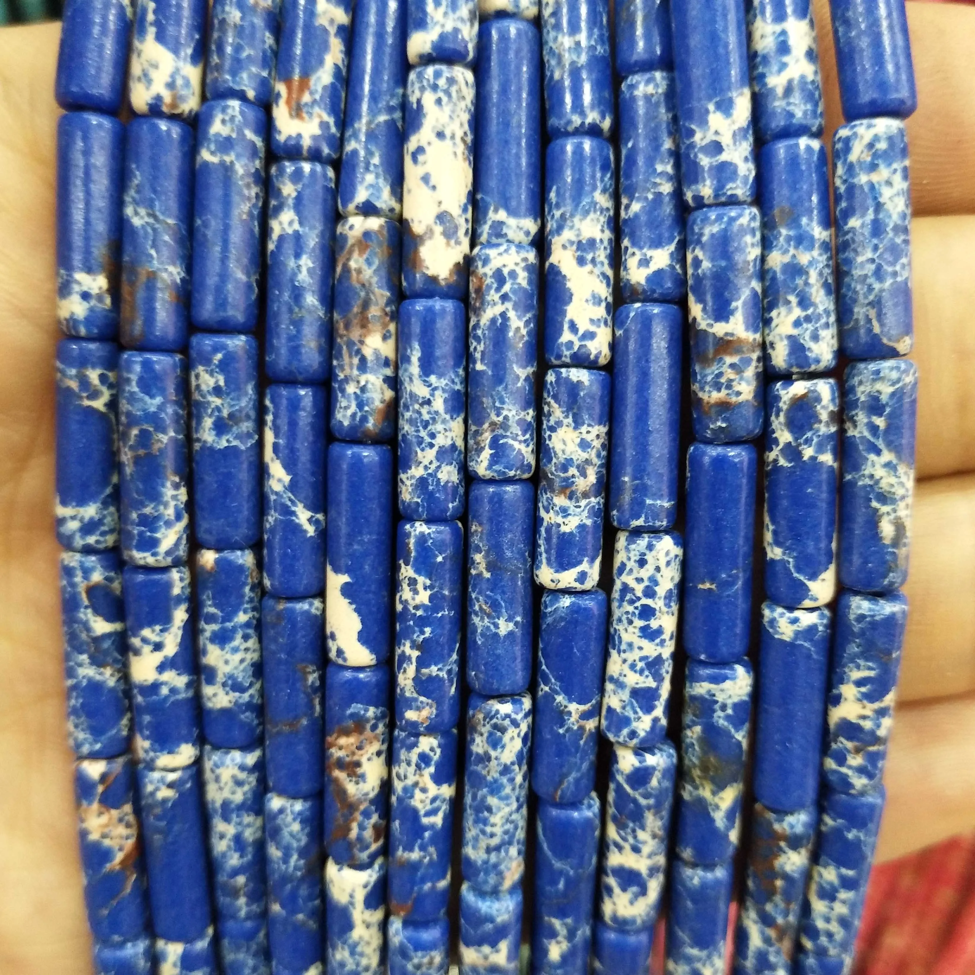 Natural Stone Cylinder Beads: Turquoise, Agate, Lapis Lazuli, and Jasper