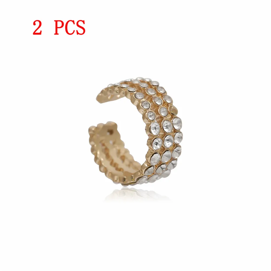 2 PCS IngeSight. Z панковские шикарные радужные стразы серьги-манжеты для женщин блестящие клипсы с кристаллами без пирсинга ювелирные изделия - Окраска металла: 2 PCS